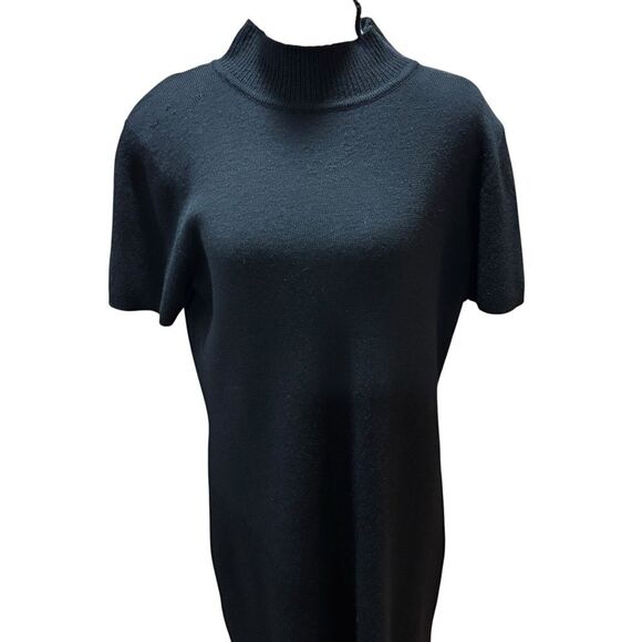 Talbot’s 100% Merino Wool Black Dress Mock Neck Half-Sleeve Knee-Legth Large - Picture 5 of 10